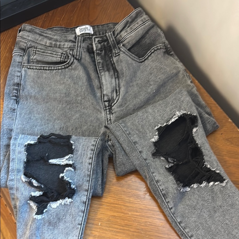 Gray Distressed Jeans - Picture 1 of 1